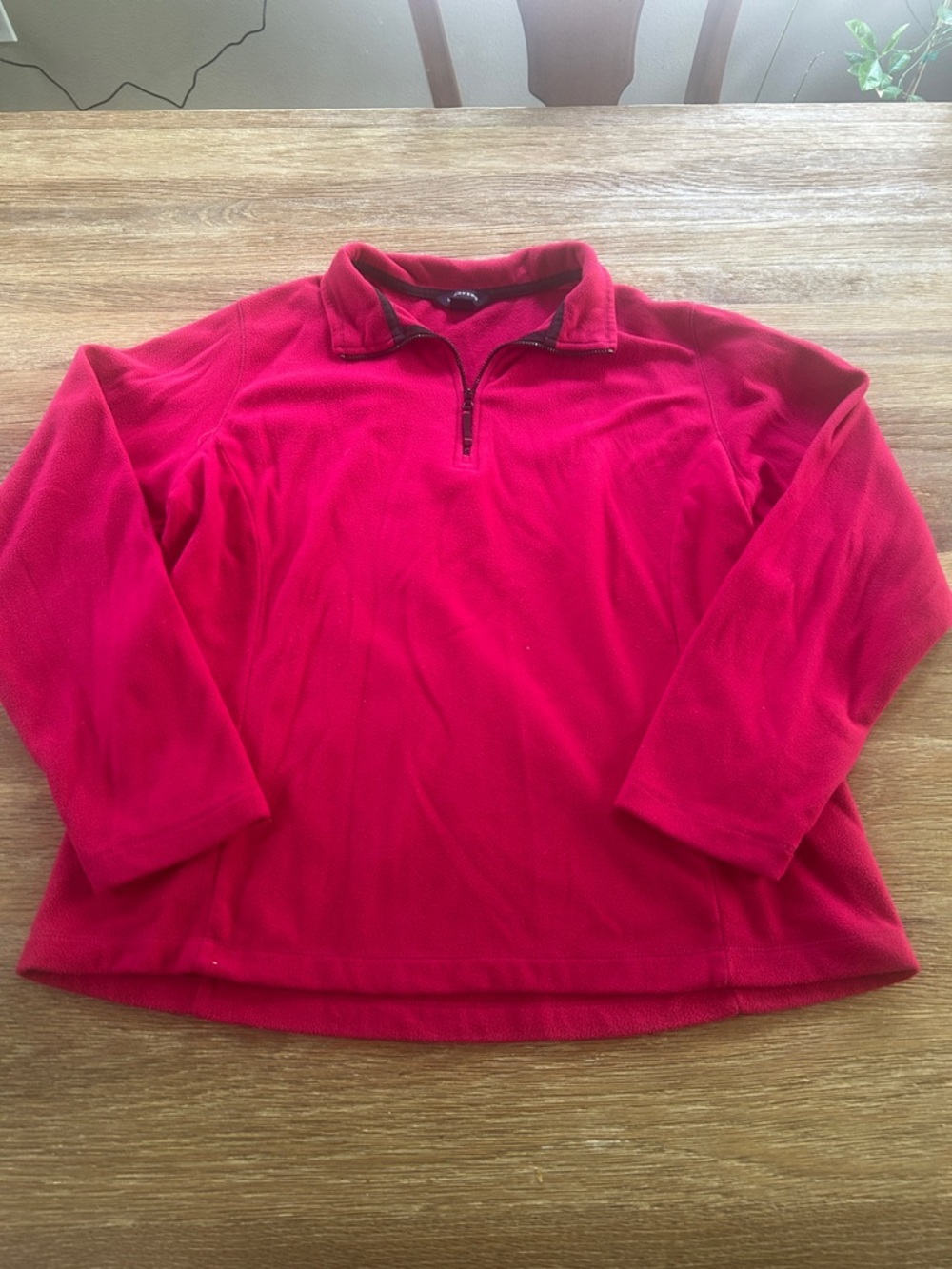 Lands' End  Bright Red Half-Zip Fleece Pullover L